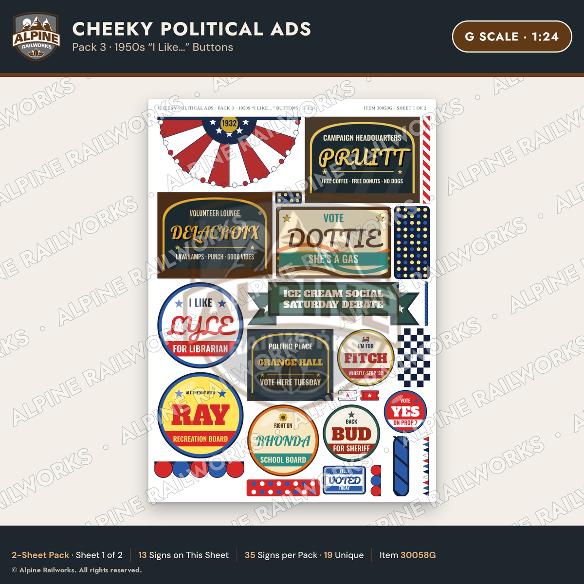 Alpine Railworks 30058G G Scale Cheeky Political Ads