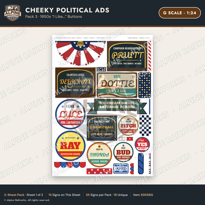 Alpine Railworks 30058G G Scale Cheeky Political Ads