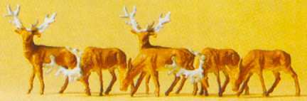 Preiser 79179 N Scale Animals -- Deer pkg(6)