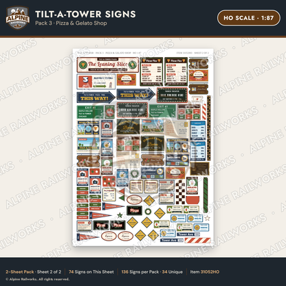 Alpine Railworks 31052HO HO Scale Roadside Signs - Leaning Tower