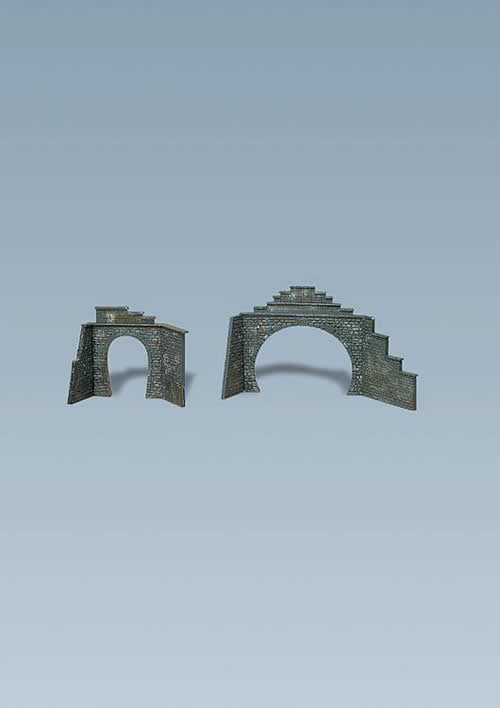 Faller 282934 Z Scale Tunnel Portal Set -- Two Double & Two Single Portals