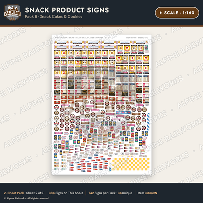 Alpine Railworks 30349N N Scale Snack Product Signs - Snack Cakes