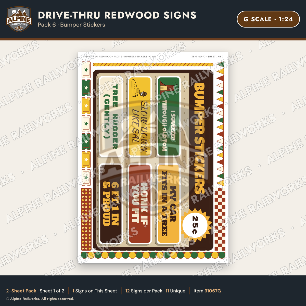 Alpine Railworks 31067G G Scale Roadside Signs - Drive-Thru Tree