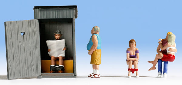 Noch 15560 HO Scale Toilet Stories -- Figures & Outhouse pkg(5)