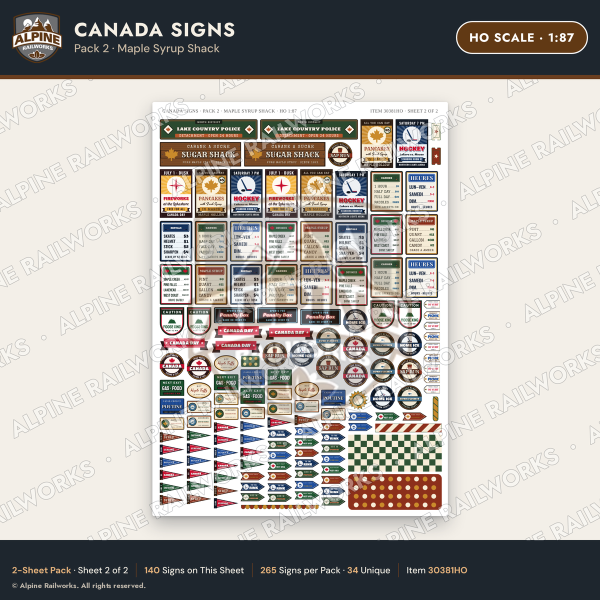 Alpine Railworks 30381HO HO Scale Canada Signs - Maple Syrup Shack