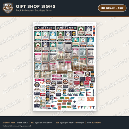 Alpine Railworks 30499HO HO Scale Gift Shop Signs