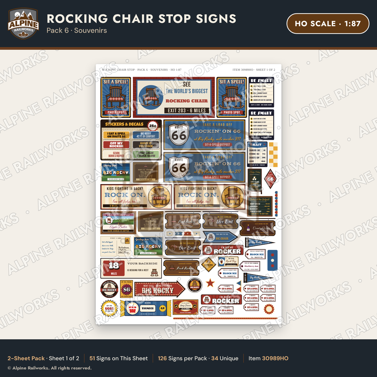 Alpine Railworks 30989HO HO Scale Roadside Signs - Giant Rocking Chair