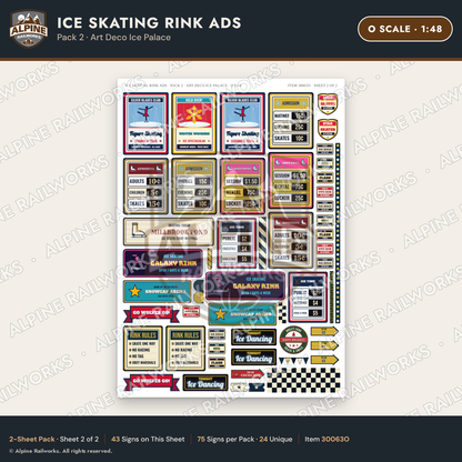 Alpine Railworks 30063O O Scale Ice Skating Rink Ads