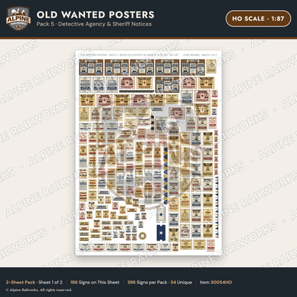 Alpine Railworks 30054HO HO Scale Old Wanted Posters