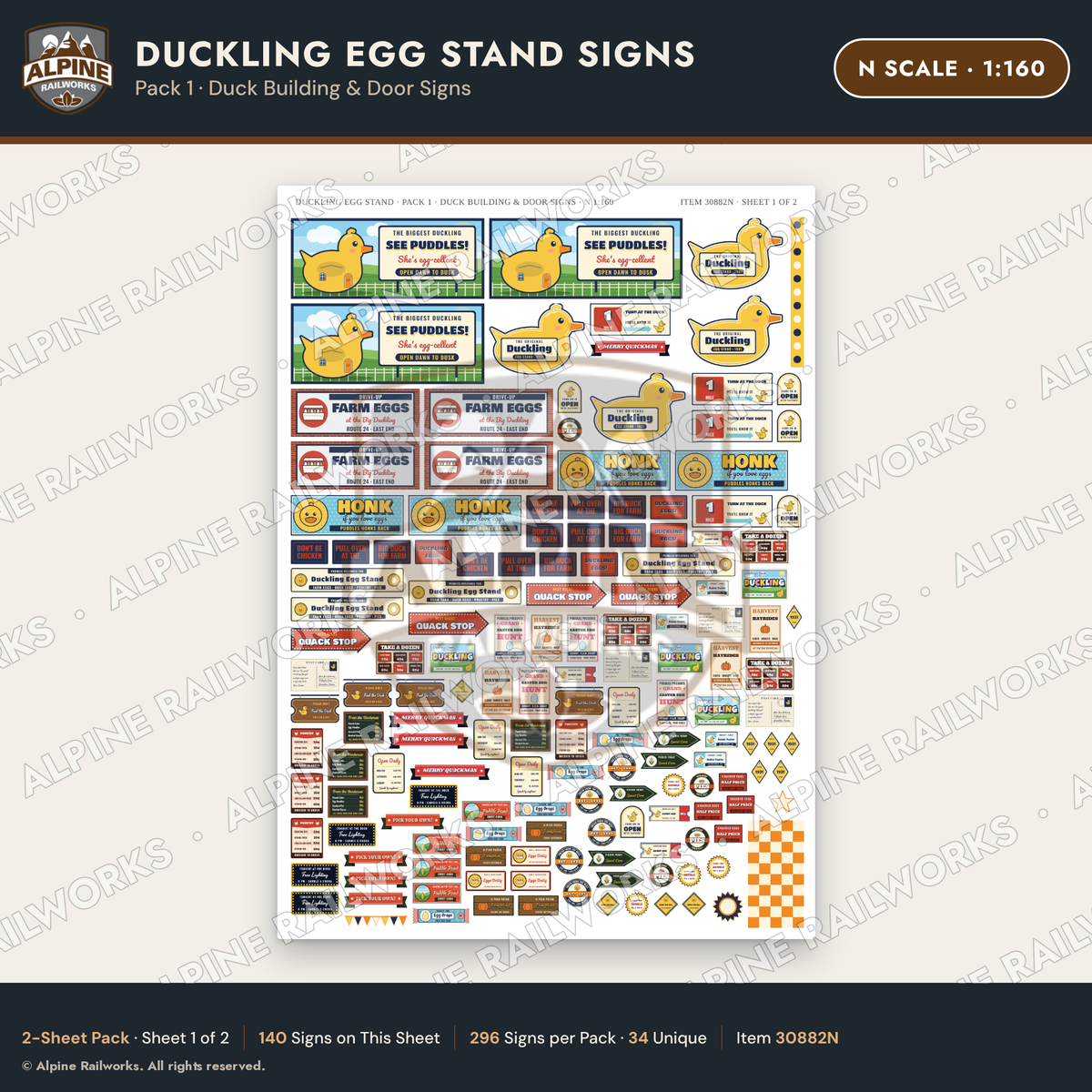 Alpine Railworks 30882N N Scale Roadside Signs - Giant Duck Farm Stand