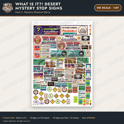 Alpine Railworks 30752HO HO Scale Roadside Signs - Desert Mystery Stop