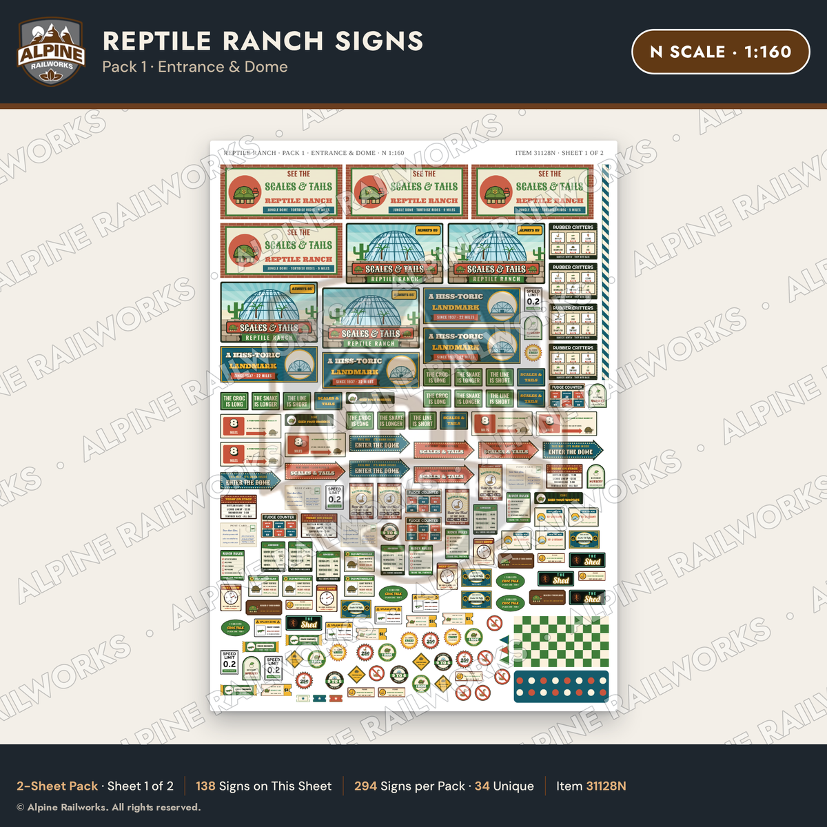 Alpine Railworks 31128N N Scale Roadside Signs - Reptile Zoo