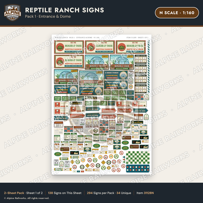 Alpine Railworks 31128N N Scale Roadside Signs - Reptile Zoo