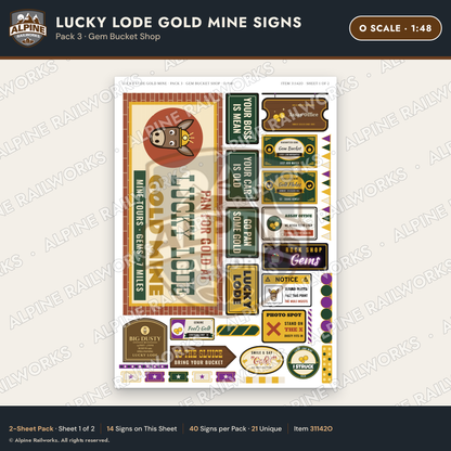 Alpine Railworks 31142O O Scale Roadside Signs - Gold Panning Mine