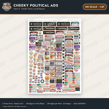Alpine Railworks 30060HO HO Scale Cheeky Political Ads