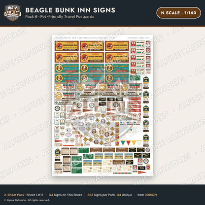 Alpine Railworks 30947N N Scale Roadside Signs - Dog-Shaped Inn