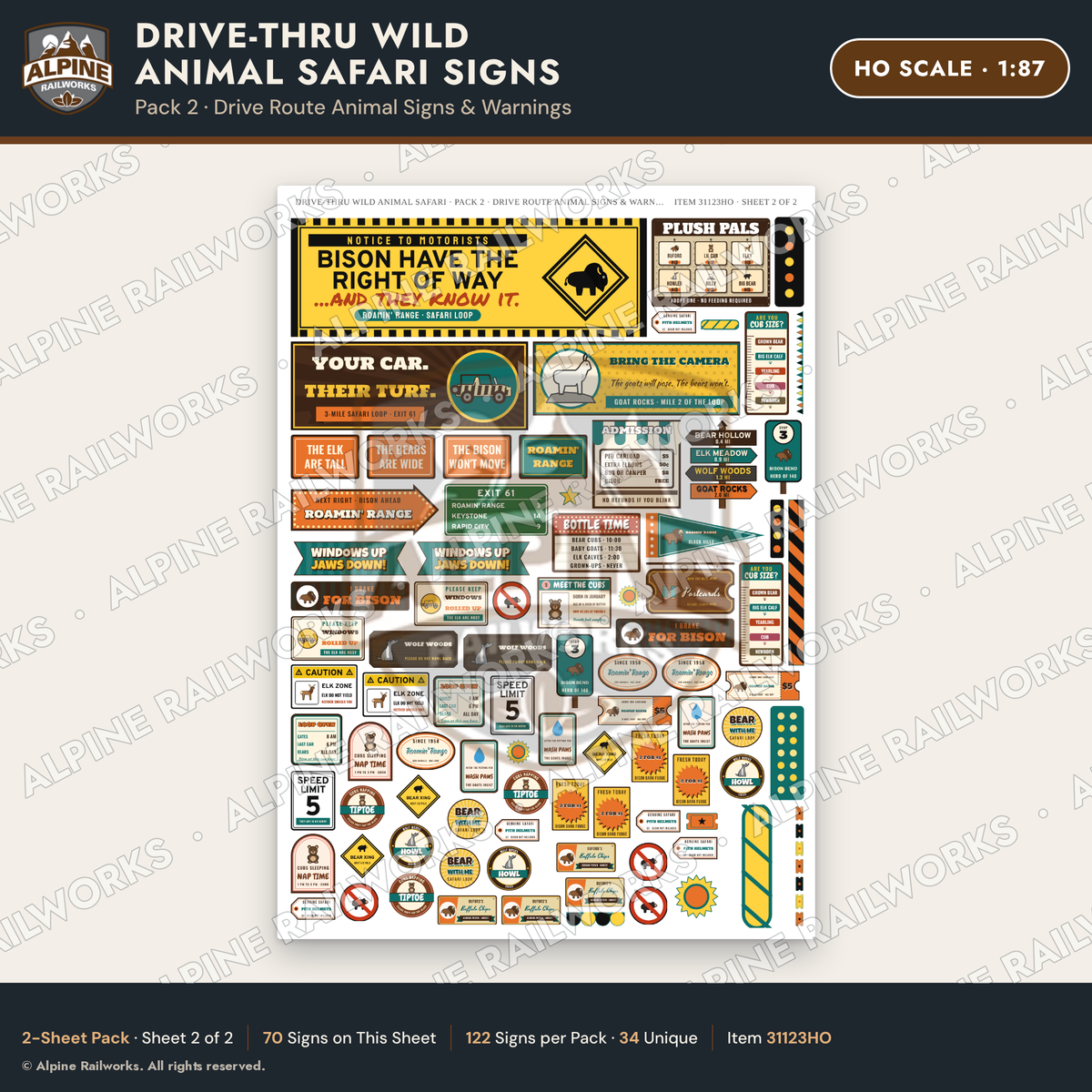 Alpine Railworks 31123HO HO Scale Roadside Signs - Drive-Thru Safari