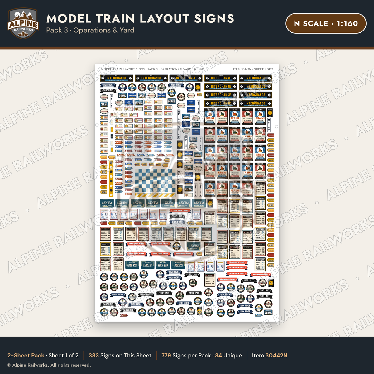 Alpine Railworks 30442N N Scale Model Train Layout Signs - Operations