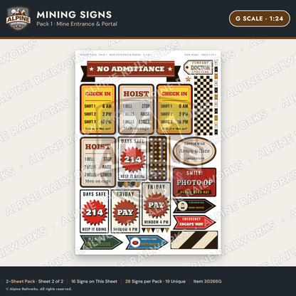 Alpine Railworks 30266G G Scale Mining Signs - Mine Entrance & Portal