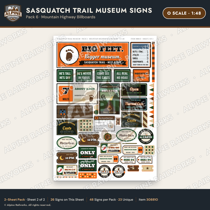 Alpine Railworks 30881O O Scale Roadside Signs - Bigfoot Museum