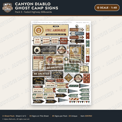 Alpine Railworks 30576O O Scale Roadside Signs - Desert Ghost Town