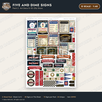 Alpine Railworks 30111O O Scale Five and Dime Signs