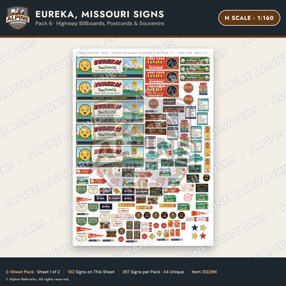 Alpine Railworks 31229N N Scale Eureka MO Signs - Billboards