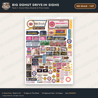 Alpine Railworks 30949HO HO Scale Roadside Signs - Giant Donut Shop