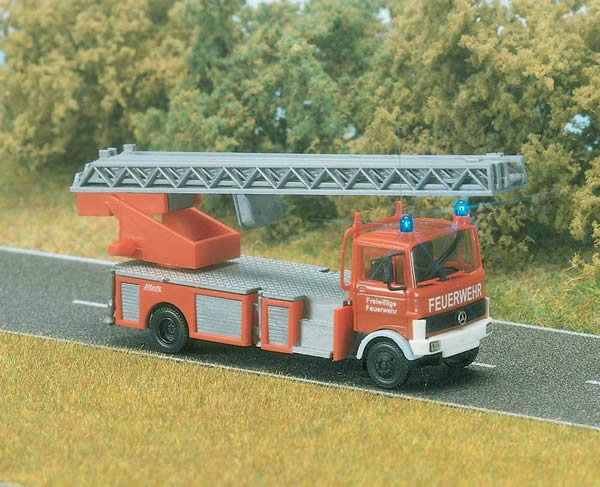 Busch 5608 HO Scale Emergency Vehicle w/Working Lights -- MB Fire Truck w/Ladder
