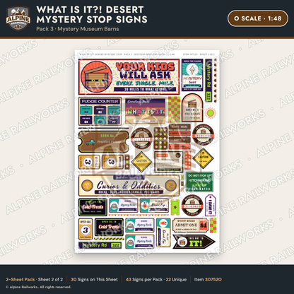 Alpine Railworks 30752O O Scale Roadside Signs - Desert Mystery Stop