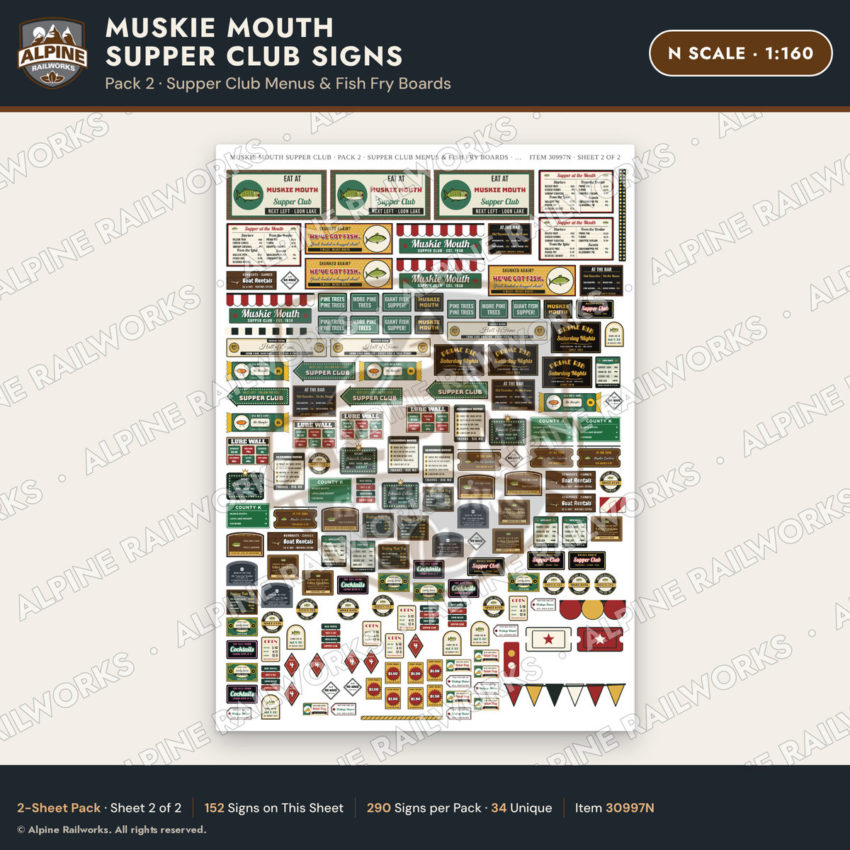 Alpine Railworks 30997N N Scale Roadside Attraction Signs - Giant Fish