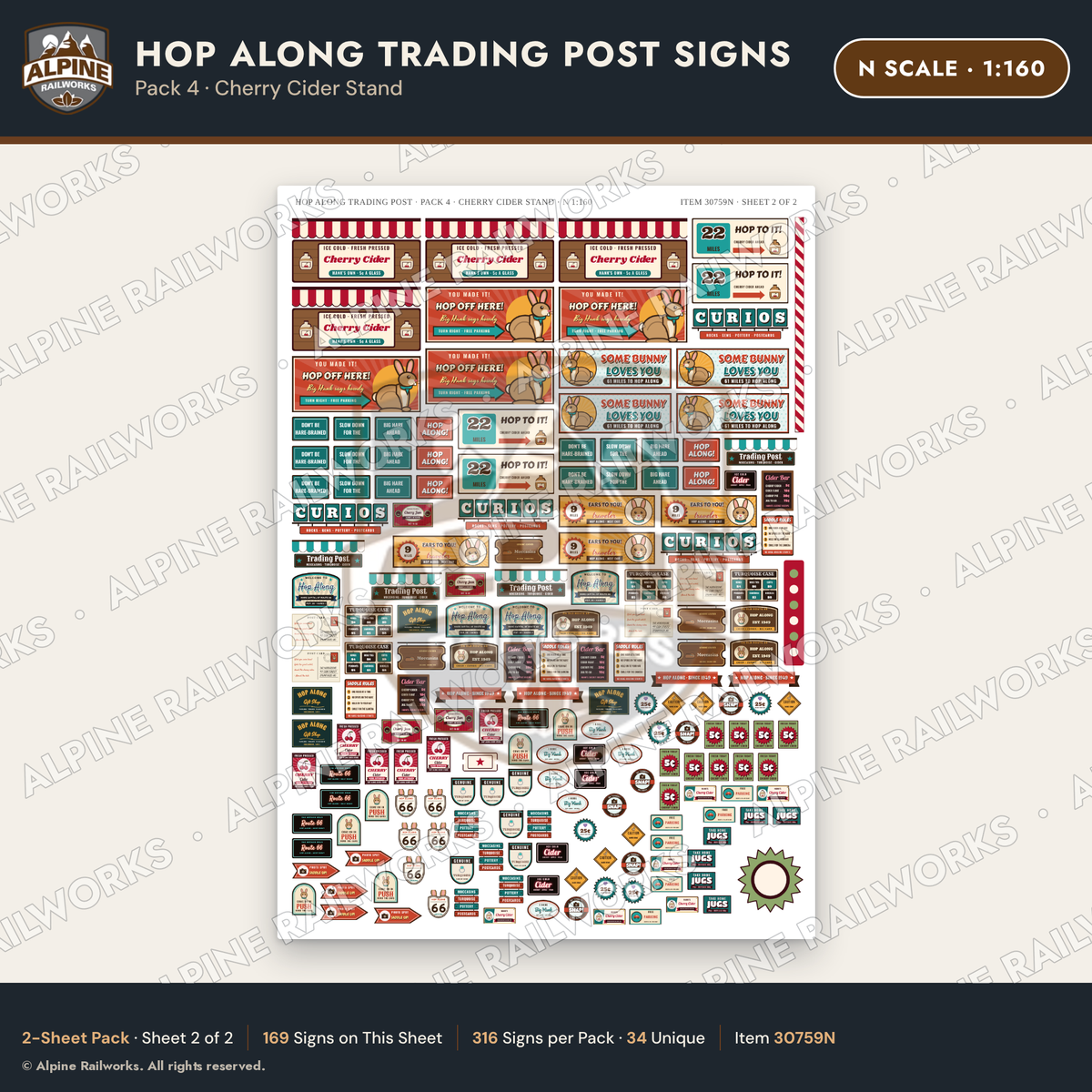 Alpine Railworks 30759N N Scale Roadside Signs - Trading Post