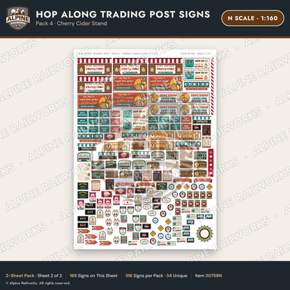 Alpine Railworks 30759N N Scale Roadside Signs - Trading Post