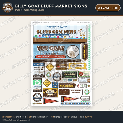 Alpine Railworks 30867O O Scale Roadside Signs - Goats on the Roof