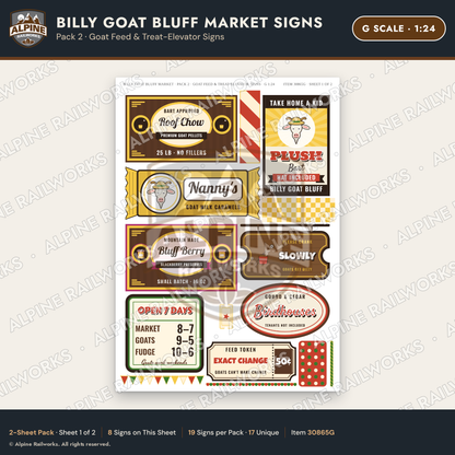 Alpine Railworks 30865G G Scale Roadside Signs - Goats on the Roof