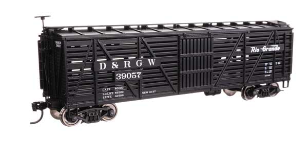 Walthers Mainline 910-41458 HO Scale 40' Wood Stock Car RTR DRGW #39057