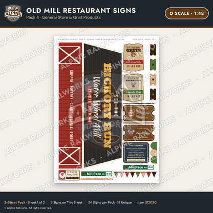 Alpine Railworks 31203O O Scale Old Mill Signs - General Store