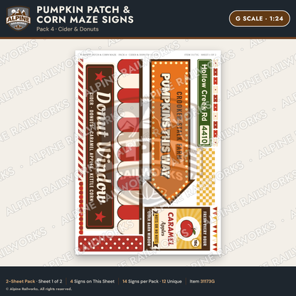 Alpine Railworks 31173G G Scale Farm Signs - Pumpkin Patch & Corn Maze