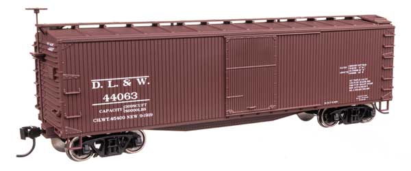 Walthers Mainline 910-40176 HO Scale 40' Wood Boxcar RTR DL&W #44063