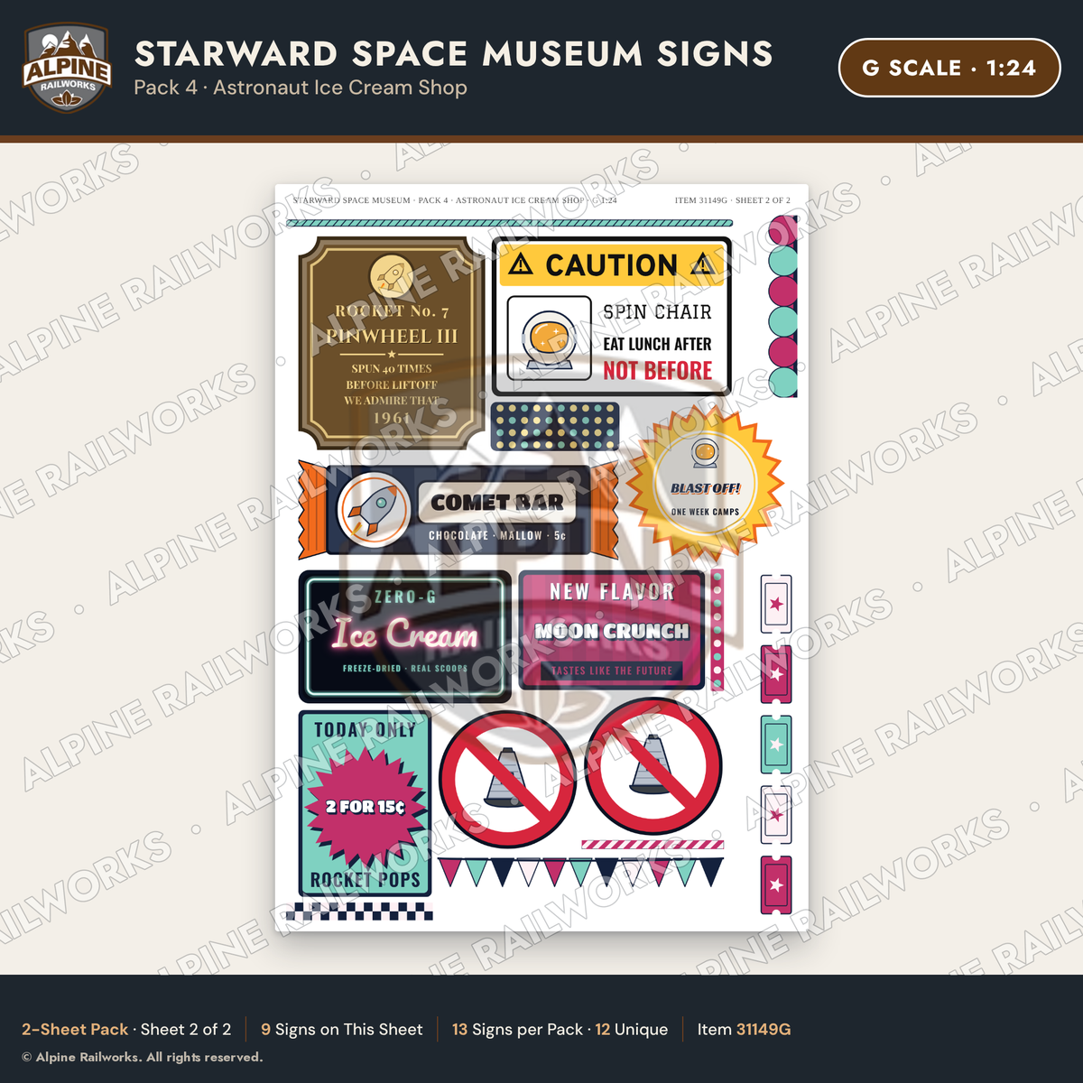 Alpine Railworks 31149G G Scale Roadside Signs - Space Museum