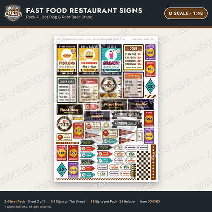 Alpine Railworks 30431O O Scale Fast Food Restaurant Signs - Hot Dog
