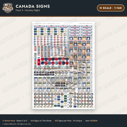 Alpine Railworks 30382N N Scale Canada Signs - Hockey Night