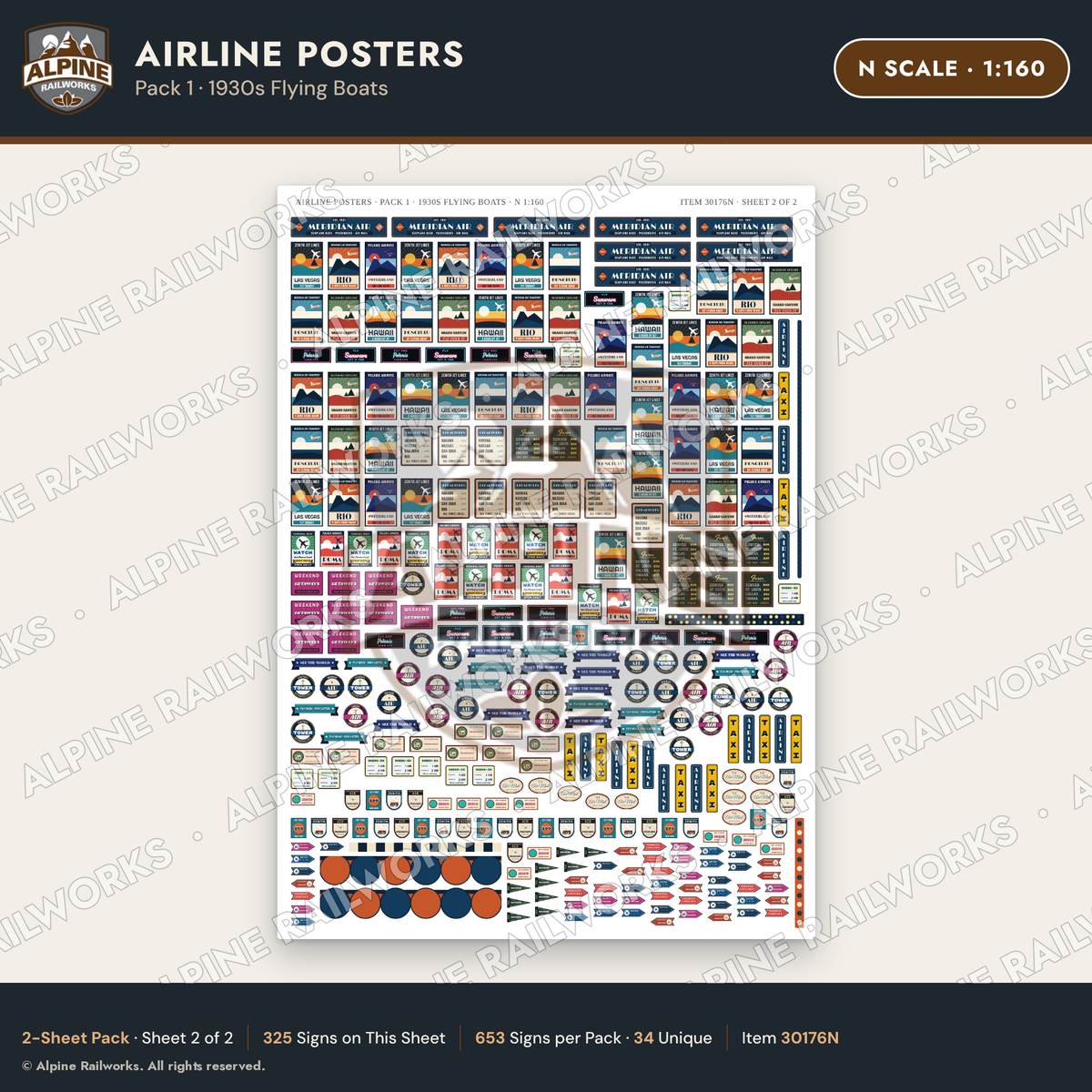 Alpine Railworks 30176N N Scale Airline Posters - 1930s Flying Boats