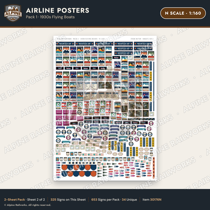 Alpine Railworks 30176N N Scale Airline Posters - 1930s Flying Boats