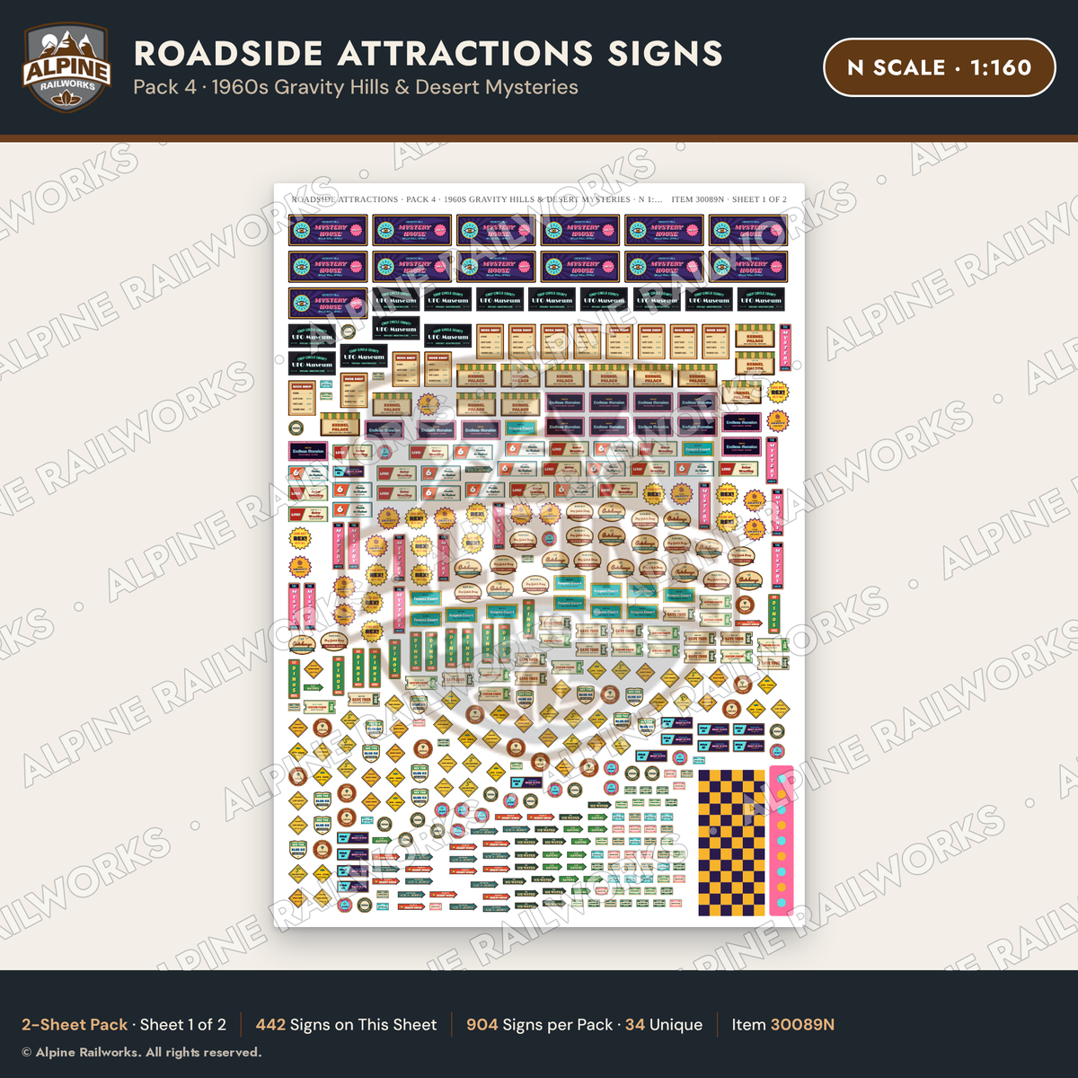 Alpine Railworks 30089N N Scale Roadside Attractions Signs