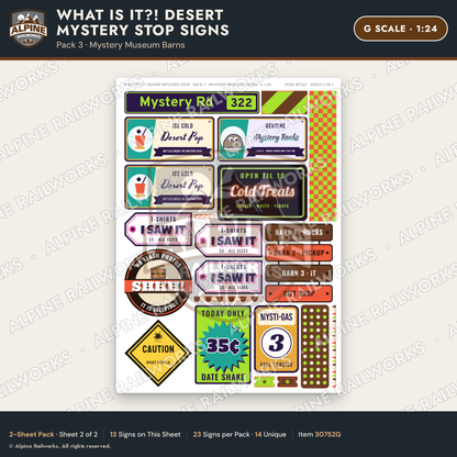 Alpine Railworks 30752G G Scale Roadside Signs - Desert Mystery Stop