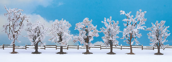 Noch 25075 HO Scale Winter Deciduous Trees w/Snow -- 3-1/8 TO 3-15/16" (7)