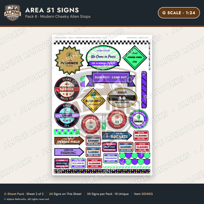 Alpine Railworks 30145G G Scale Area 51 Signs