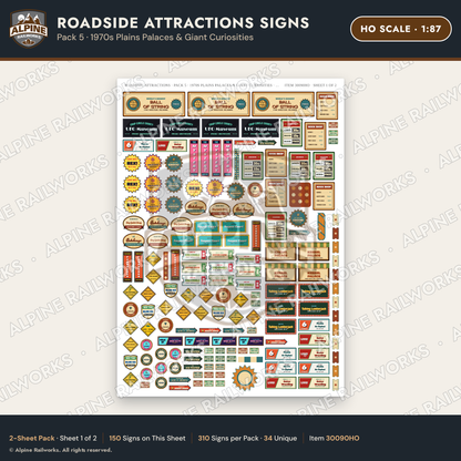 Alpine Railworks 30090HO HO Scale Roadside Attractions Signs