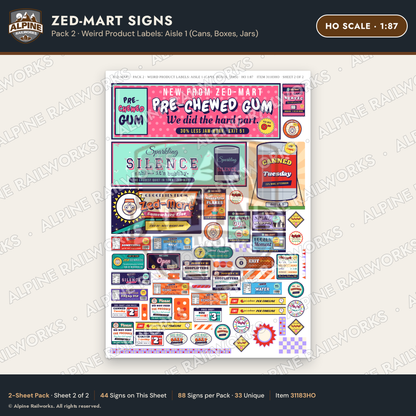 Alpine Railworks 31183HO HO Scale Grocery Store Signs - Funny Products